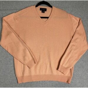 Byron Nelson V-Neck Sweater Mens L Peach Good Silk Cashmere Blend Knit